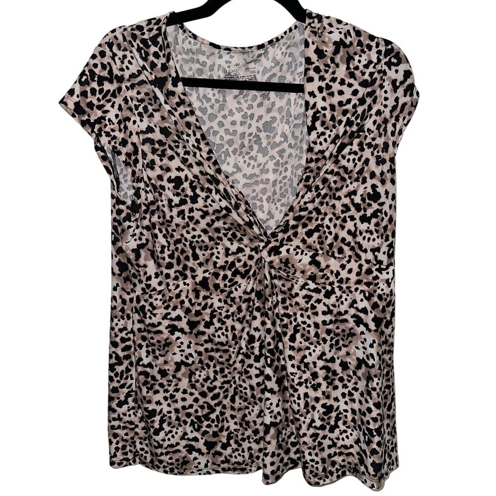 Mob Wife Leopard Print V Neck Cap Sleeve Pajama Top Size XXL